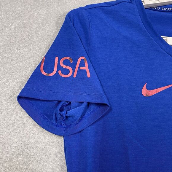 Nike Team USA Olympic Womens Shirt Small Blue Slim Fit Tee Dri-FIT UPF 40+ - Picture 5 of 12